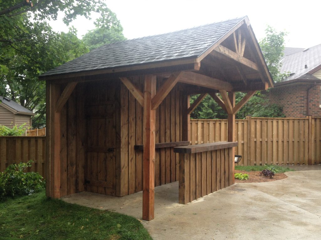 Custom pool bar with timber frames