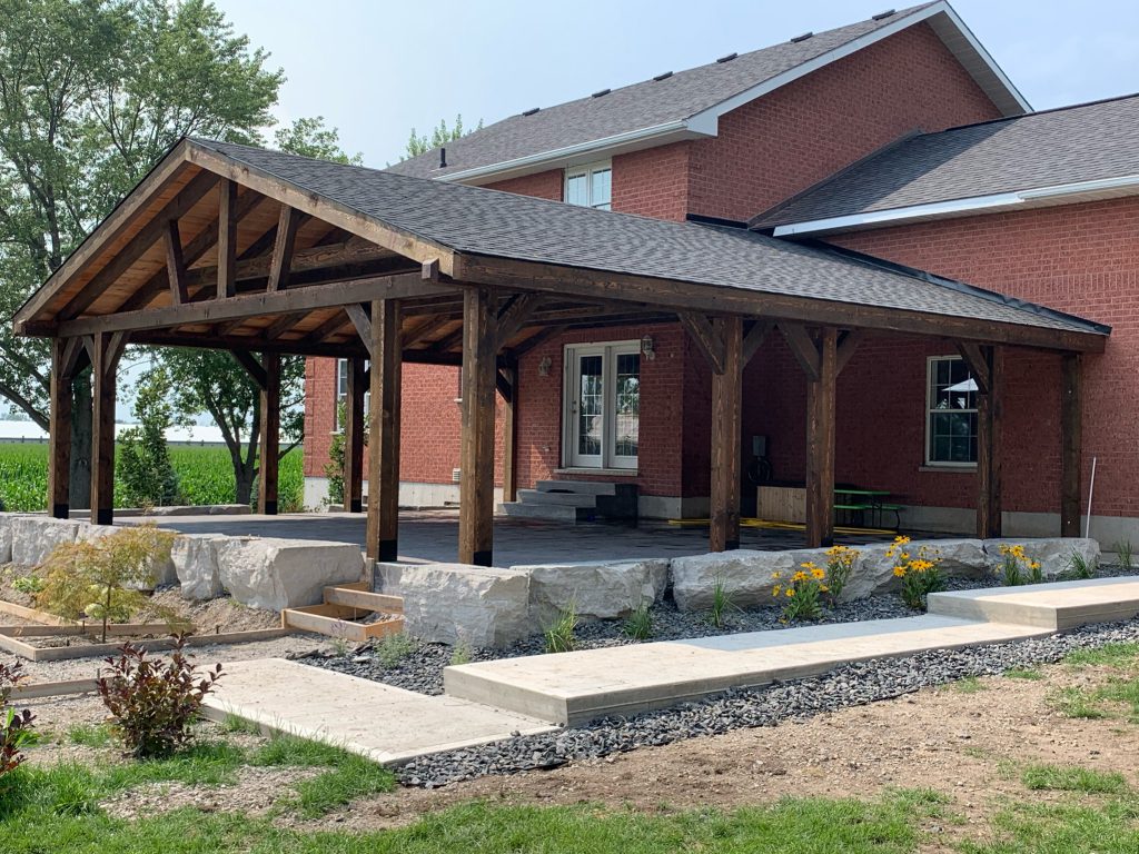 Massive timber framed deck