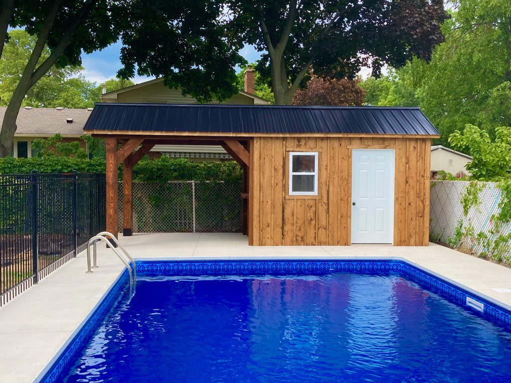 Pool bar and covered seating area