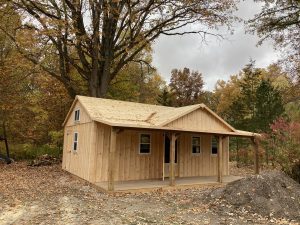 Hunting cabin with side porch